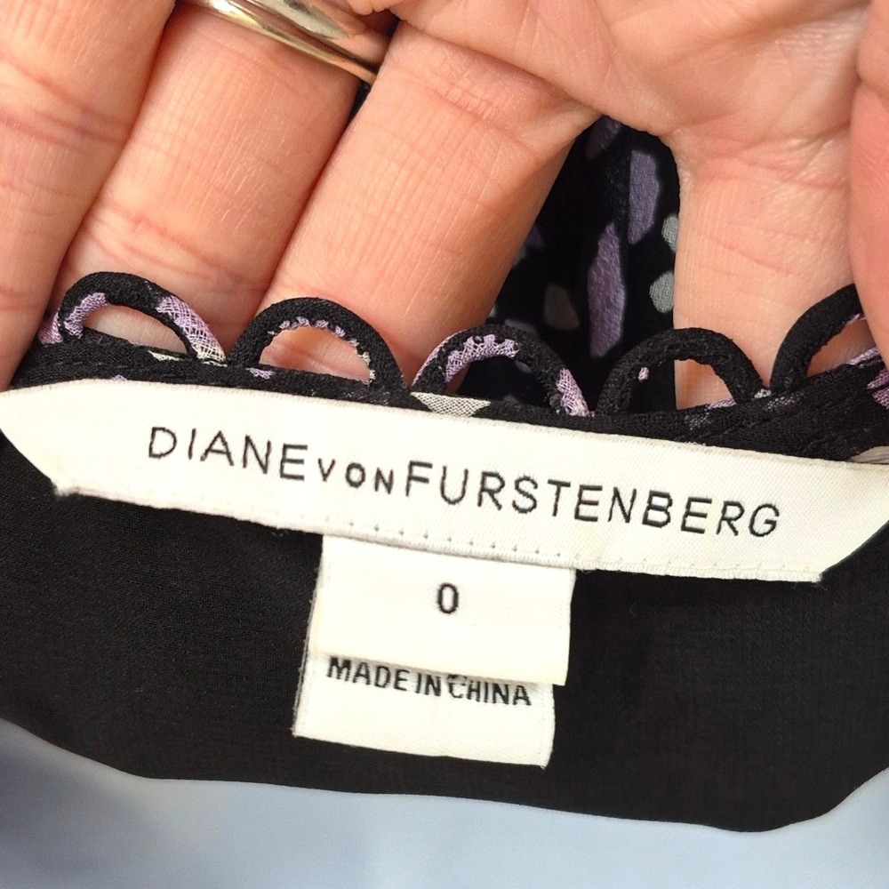 Diane Von‎ Furstenburg black Aria chiffon silk dress women's 0 - Picture 15 of 16